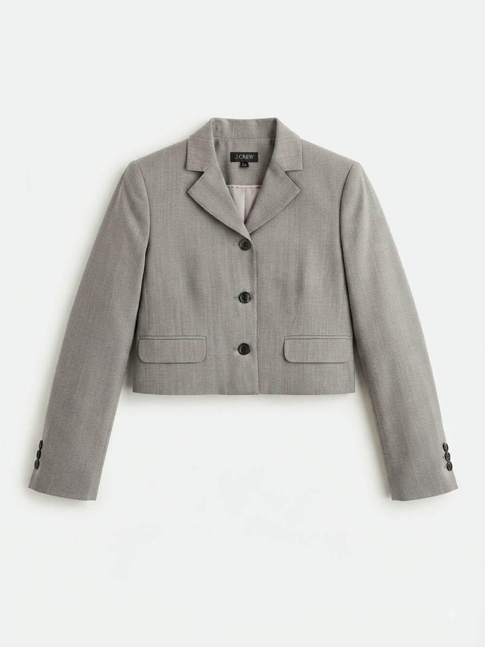 J.Crew Mario Bellucci Italian Fabric Womens Blazer Size 6 Gray Tweed Crop Suit
